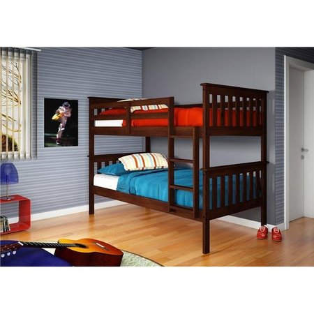 PIVOT DIRECT Pivot Direct PD-120-3CP-TT Donco Kids Mission Bunkbed with Slat-Kits Mattress Ready - Twin - Twin-Color- Cappucino PD_120_3CP_TT
